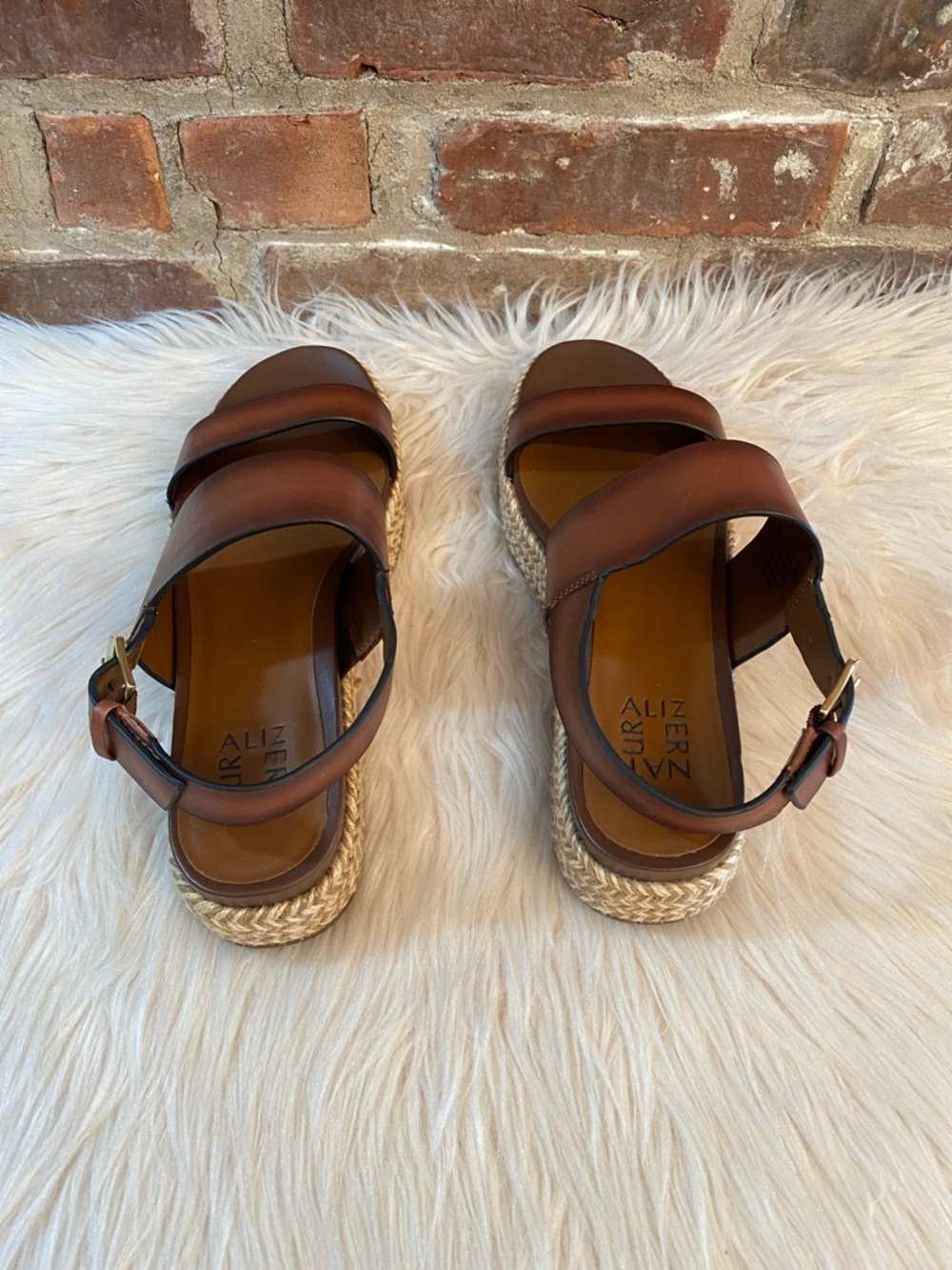 Naturalizer Patience Platform Brown Leather Sandals, Size 9.5 - Picture 6 of 16